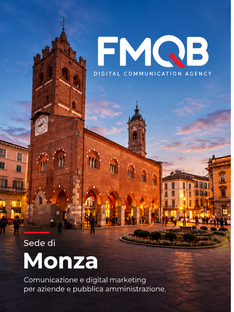 Sede FMQB a Monza con Arengario, agenzia di comunicazione e digital marketing